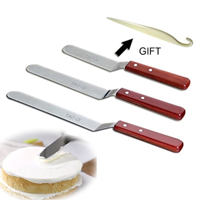 Icing Spatula Angled, Offset Cake Spatula Set with Wooden Handle, 6Inch