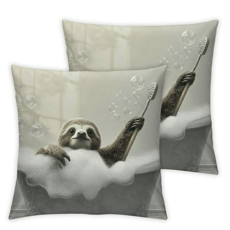 

WGOD Sloth Short Plush Pillow Covers Set of 2 Heat Transfer Printing Pillow Case Home Furnishing All Year Round Use 24x24in