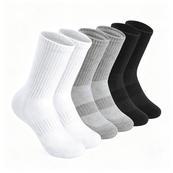 XIBUFE Boys Girls Kids School Athletic Socks Cotton Crew Socks 6 Pairs | Unisex High Elasticity Breathable Basketball Uniform Casual Sports High Elasticity Breathable Casual boys crew socks