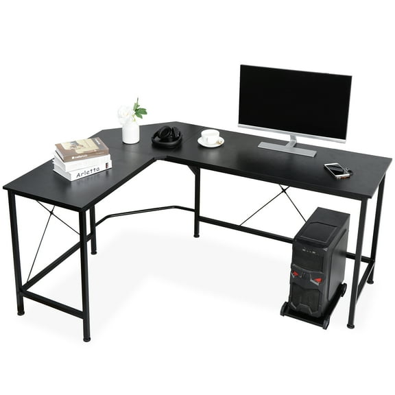 ZenSports 66” Large L-Shaped Gaming Desk Reversible MDF Computer Desk Black