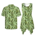 thumbnail image 6 of Psesaysky Green Pickles Print Midi Dress for Women Summer Sleeveless Tank Sundress and Aloha Shirts for Men Husband and Wife Matching Clothes Couple Party Vacation Outfits, 6 of 7