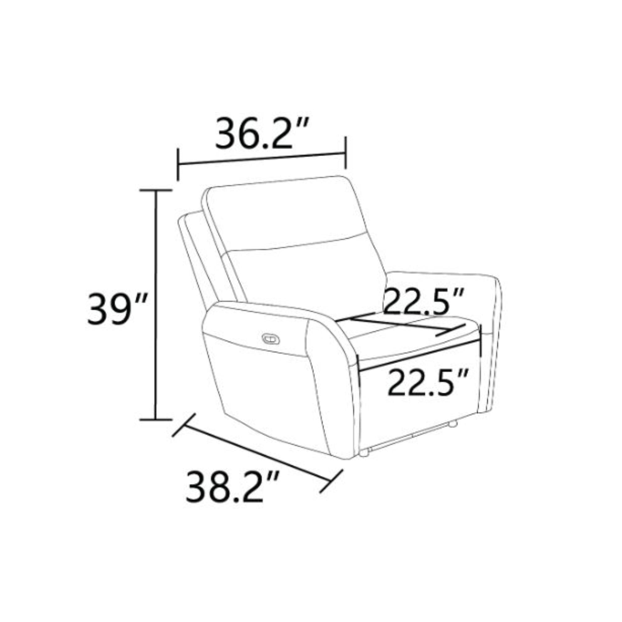 TrumanPick Power Recliner Chair with LED, Breathing Leather Reclining Sofa Couch for Living Room, Grey