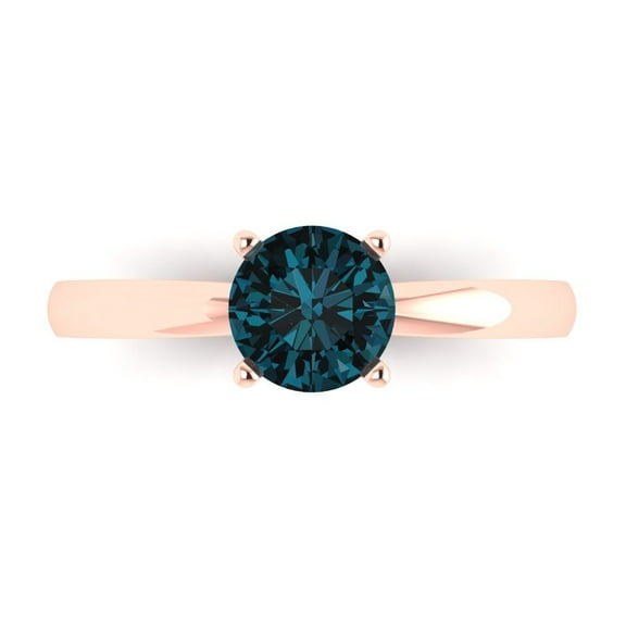 Clara Pucci 14K Rose Gold 1ct LondonBlueTopaz Solitaire Ring for Women