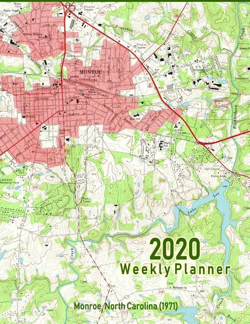 2020 Weekly Planner Monroe, North Carolina (1971) Vintage Topo Map