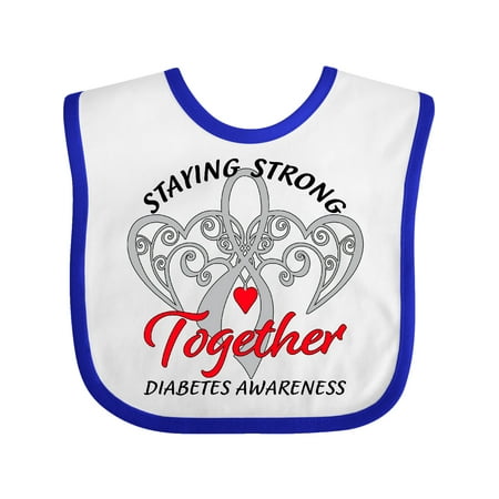 

Inktastic Diabetes Awareness Gray Ribbon Red Heart Gift Baby Boy or Baby Girl Bib