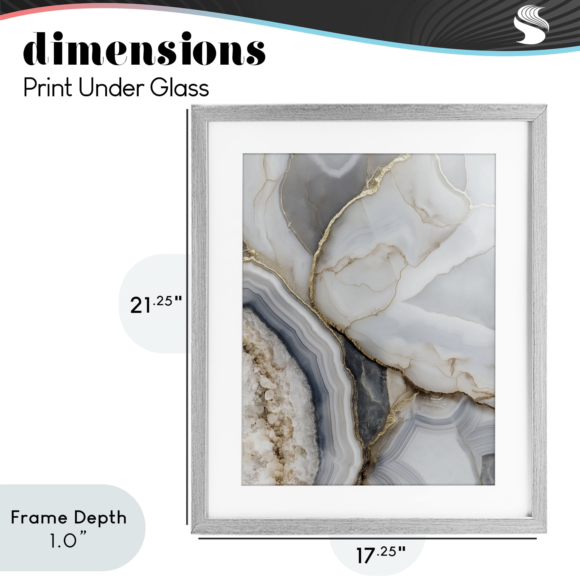Stupell Industries Mineral Elegance Granite Gray Framed Print Under Glass, design by Svetlana Aleynikova