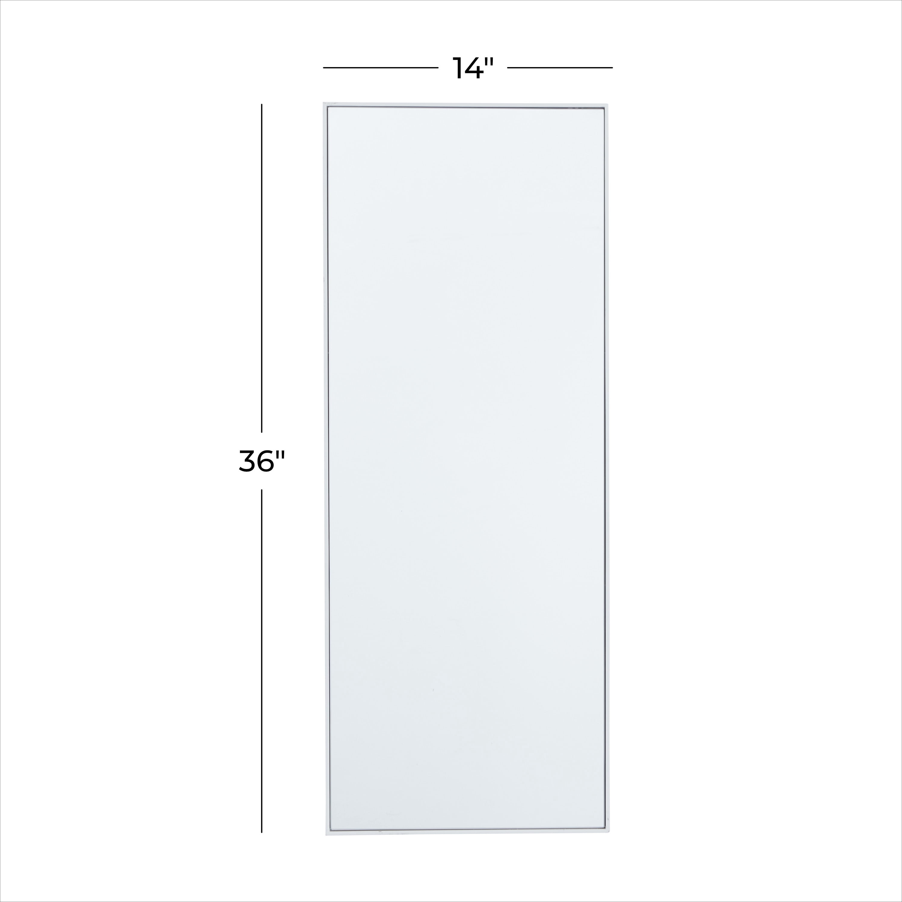 DecMode 14" x 36" White Wall Mirror with Thin Frame
