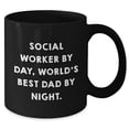thumbnail image 2 of Amangny Social Worker Gifts: Funny Social Worker By Day World's Best Dad By Night 11oz Black Ceramic Coffee Mug for Social Workers and Awesome Dads on Father's Day, 2 of 5