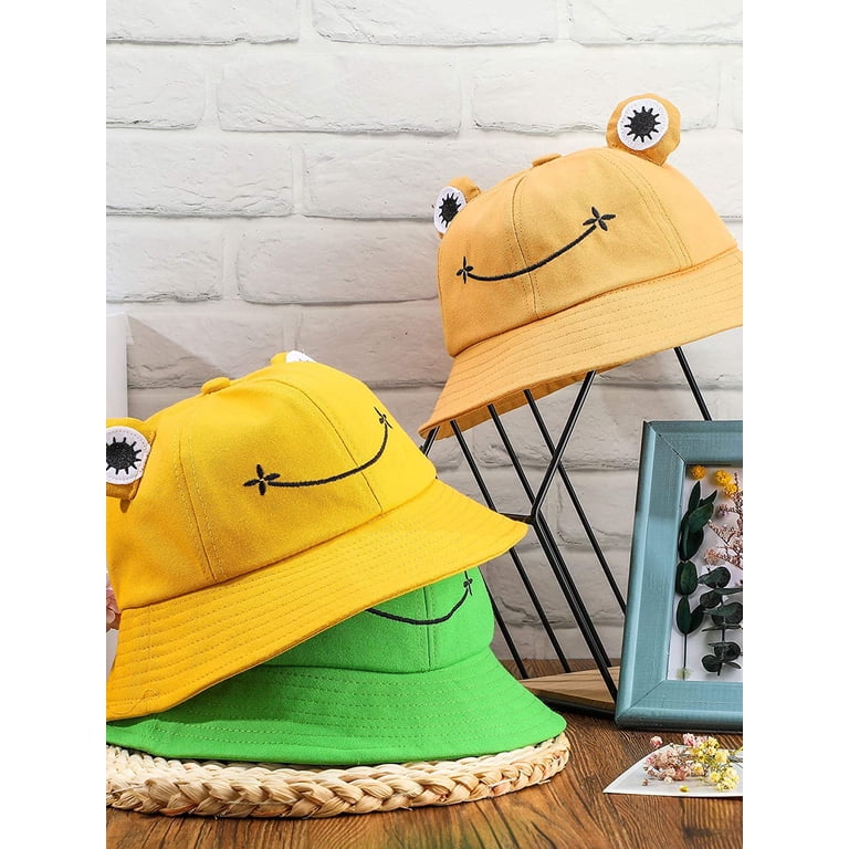 Cotton Bucket Hat with Drawstring - Frog Fisherman Hat for Outdoor Geyoga 4 Pack Frog Bucket Hats Wide Brim Cute Fisherman  main image 3