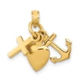 thumbnail image 1 of 14k Yellow Gold Faith Hope Charity Necklace Charm Pendant Religious, 1 of 6