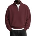 thumbnail image 4 of Chiccall Mens Casual Quarter Zip Sweatshirts Loose Fit Vintage Textured Knit Mock Neck Sweatshirt Pullover Fashion Outerwear, 4 of 7