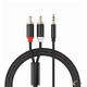 thumbnail image 1 of Cable Audio Auxiliar Plug Jack 3.5 Mm Macho A 2 Rca 2 M Pro Negro BLOOSOM, 1 of 4