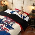 thumbnail image 4 of Manfei Retro Hanging Star Twin Comforter Sets, American Flag Stripe Bedding Set, Red White Blue, Black Reversible 2 Pieces, 1 Comforter and 1 Pillowcase, 4 of 6