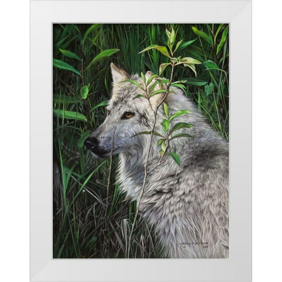 Harrison, Lesley 12x14 White Modern Wood Framed Museum Art Print Titled - One Wet Wolf