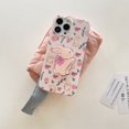 thumbnail image 1 of Linda funda de teléfono con soporte de conejo coreano, flores de pantalla completa, Rosa Floral, para iPhone 14, 13, 12, 11 Pro Max, X, XS, XR, Kawaii, suave, 1 of 4