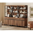 thumbnail image 1 of WAMPAT Modern Bookcases Set of 3, 72 Inch Tall Bookshelves with Storage Cabinet, Adjustable Shelves & Metal Frame, Home Office Library for Living Room, Brown, 1 of 7