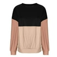 thumbnail image 5 of FAIWAD Long Sleeve Tops for Women Casual Loose Color Block Ribbed Knit Crewneck Pullover Trendy Work Clothes, 5 of 8