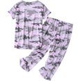 thumbnail image 2 of HAHDAXIA Womens Pajama Set Cotton Capri Pant Pyjama Short Sleeve Sleepwear Summer Pjs, 2 of 5