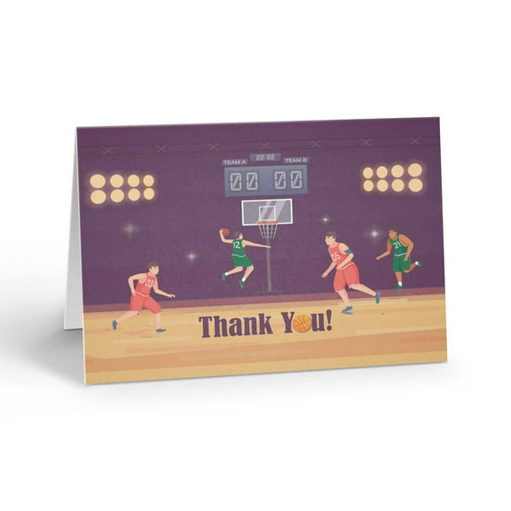 Basketball Thank You Cards - 10 Note Cards with Envelopes - Basketball - B14471