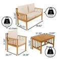 thumbnail image 3 of Everly 4-Piece Modern Cottage Acacia Wood Outdoor Patio Set with Cushions and Tropical Decorative Pillows, Beige/Teak Brown, 3 of 6