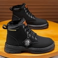 thumbnail image 5 of Men's Heavy-Duty Short Snow Boots with Traction Tread - PU/Fabric Upper & PVC Sole, Winter-Ready Booties for Ice, Snow, Mud - Lace-Up Round Toe Casual Boots - Cushioning, Durable Outdoor Footwear, 5 of 9