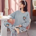 thumbnail image 1 of REDHOTYPE Nouveaux Pyjamas à Manches Longues Col en V 2 Pcs Pyjamas pour Femmes Pyjamas en Coton Mignons Dessin Animé Grande Taille Vêtements de Maison, 1 of 2