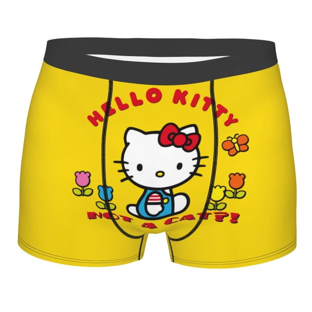 RWJDXD Custom Hello Kitty Underwear Men Stretch Boxer Briefs Shorts Panties Soft Underpants For Male o