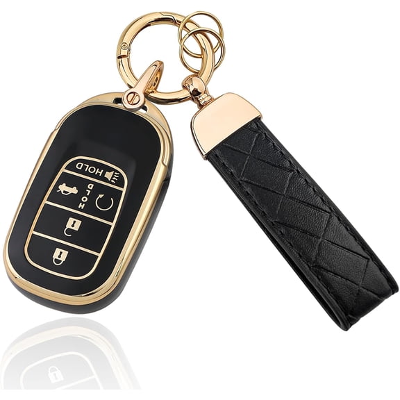 Key Fob Cover Compatible with Honda Accord Civic HR-V CR-V Pilot Sport SI EX EX-L Touring 2022-2026 Keychain Case Holder Protector,Black, Keychain