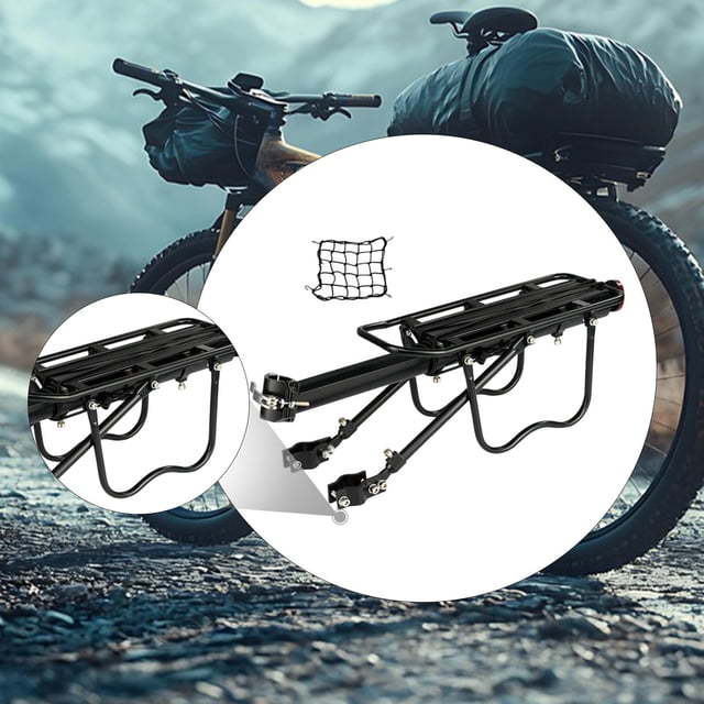 Portaequipajes trasero para bicicleta, asiento trasero de aleación, bandeja de carga casi universal con reflector trasero, soporte para alforjas de