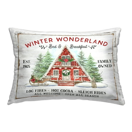 Stupell Industries Wonderland Christmas Cabin Decorative Printed Throw Pillow, 14 x 20