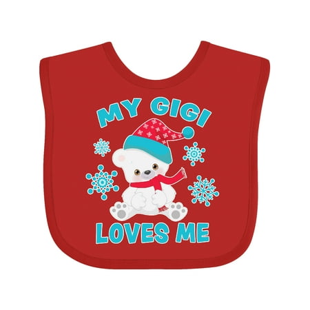 

Inktastic Polar Bear My Gigi Loves Me in Santa Hat with Snowflakes Gift Baby Boy or Baby Girl Bib