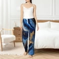 thumbnail image 4 of Kdxio Women's Comfy Stretch Navy Blue Marble Print Drawstring Pajama Pants-Large, 4 of 5