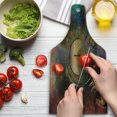 thumbnail image 3 of Magic Cutting Board, Double Exposure Outer Space Mixed with Earth Symbolic Eternity Details Print, Decorative Tempered Glass Cutting and Serving Board, Wine Bottle Shape, Purple Tan, by Ambesonne, 3 of 5