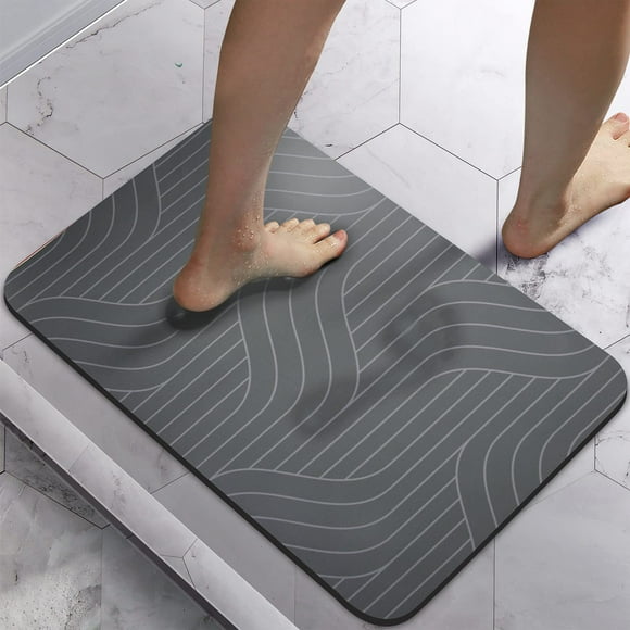Kingfansion Diatomite Bath Mat 40x30cm, Super Absorbent Diatomaceous Earth Bath Mat, Super Absorbent Quick Drying Bathroom Stone Mat, Natural Rubber Non-Slip Kitchen/Bathroom Carpet