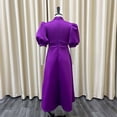 thumbnail image 5 of AURA Plus Size Women Summer Bow High Waist Banquet Dress Elegant Solid Color Lantern Sleeve Midi Dress, 5 of 8