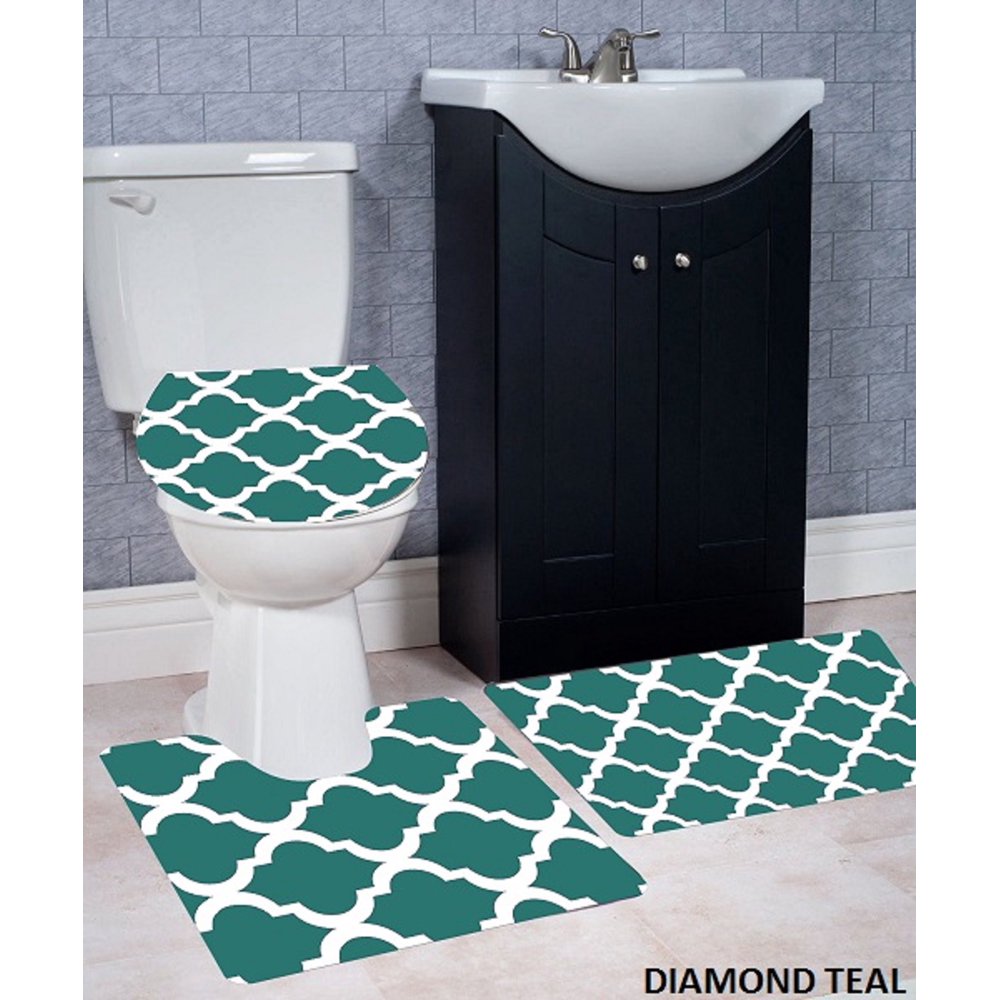 WPM 3 Piece Bath Rug Set DIAMOND Pattern Bathroom Rug (50CMx80CM)/large