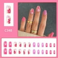 thumbnail image 2 of Uñas postizas con diseño de flores rojas y moradas frescas, regalo para mujer, 24 unidades, 2 of 5