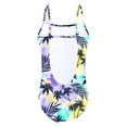 thumbnail image 2 of TiaoBug Kids Girl Fish Scales One Piece Swimsuit Mermaid Swimwear Open Back Beachwear Palm Purple 6, 2 of 5
