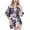 Navy, variant on Defitshape Women's Satin Robe Floral Sexy Short Sleeve Kimono Soft Summer V Neck Wrap Bridesmaid Lightweight Short Kimono Robe Sleepwear Green X-Large