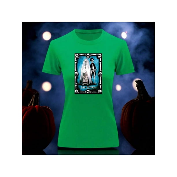 Playera Blusa Con Impresion De Los Novios Alusivo A La Loteria Mexicana Dia De Muertos Tradicion Mexicana Color Verde Talla Chica Marca Emil SaEs