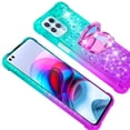 thumbnail image 4 of SOGA Quicksand Cover Cute Girl Phone Case Compatible for Motorola Edge S Case, with Ring for Magnetic Car Mounts, Lanyard, Tempered Glass - Purple / Teal, 4 of 5