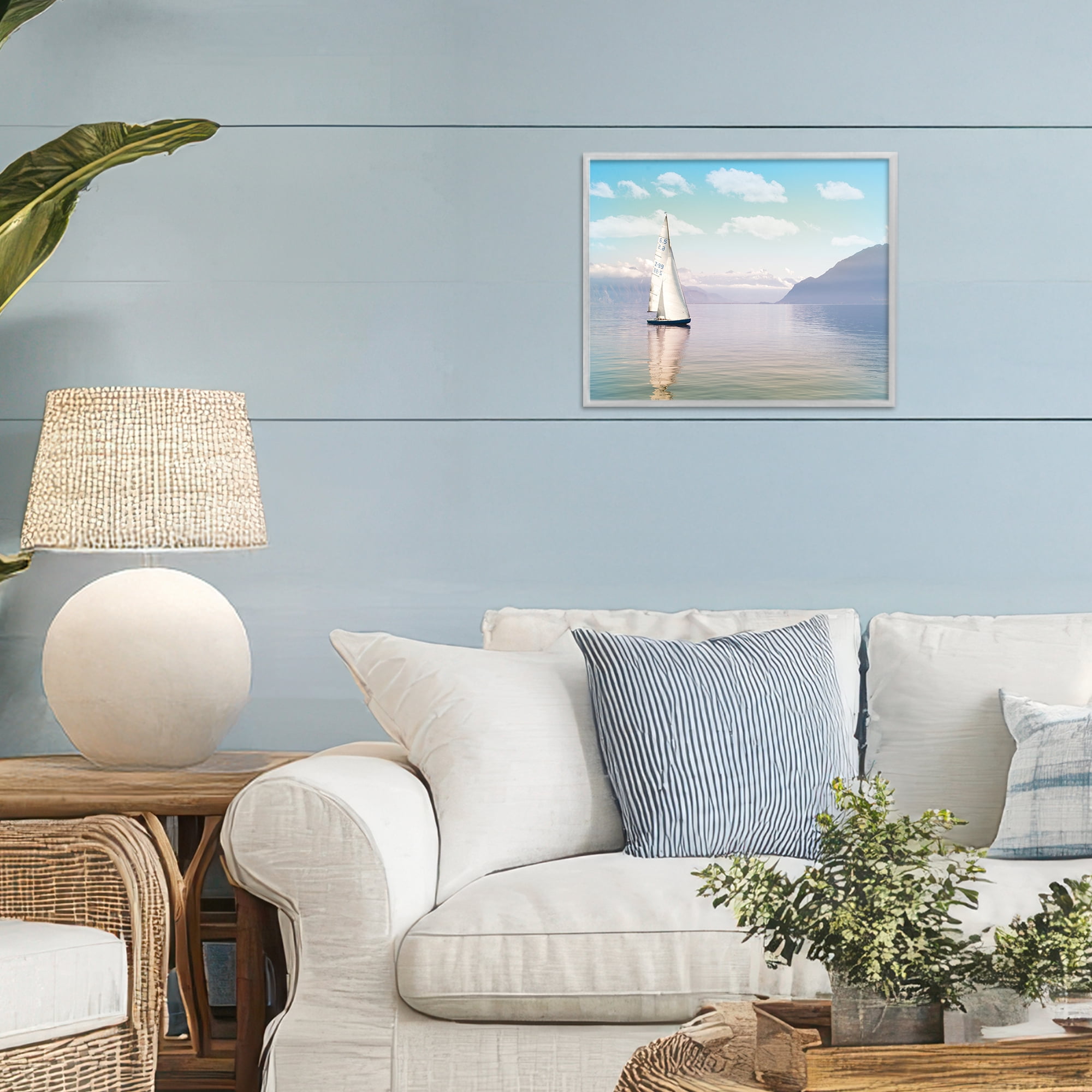 Stupell Industries Ocean Sails Lounging Gray Framed Giclee Art, design by Marcus Prime