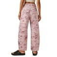 thumbnail image 6 of VBVC Women's Floral Paisley Print Barrel Jeans , High Waisted Denim Pants For Women,Ladies' Baggy Washed Trousers with Pockets,Pink,S-2XL, 6 of 10