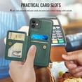 thumbnail image 5 of Wallet Case for iPhone 11, Compatible with MagSafe for Men Women, Detachable Magnetic Clasp Wallet Phone Case with Card Slots Holder RFID Blocking for iPhone 11, Green, 5 of 12