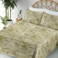 thumbnail image 3 of Ambesonne Leaf Print Fitted & Flat Sheet with Sham 3 Pcs Set, Leaves Nature Pattern, Twin, Pale Khaki Brown Green, 3 of 5