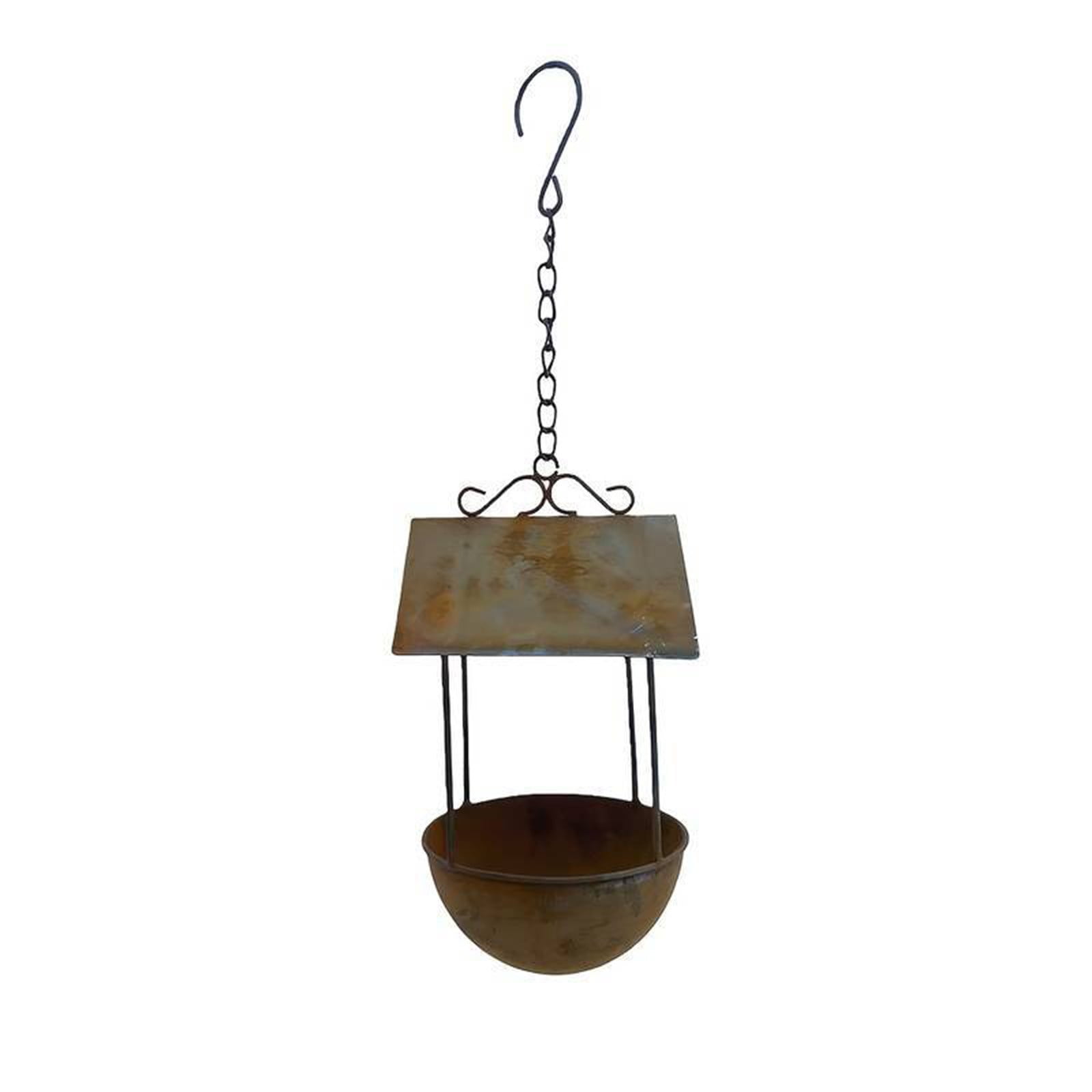 Hging Wild Bird Feeder Weathered Metal Art Sculpture for Outdoor Garden Backyard Decoration Station Nature Lovers Accessory Courtyard