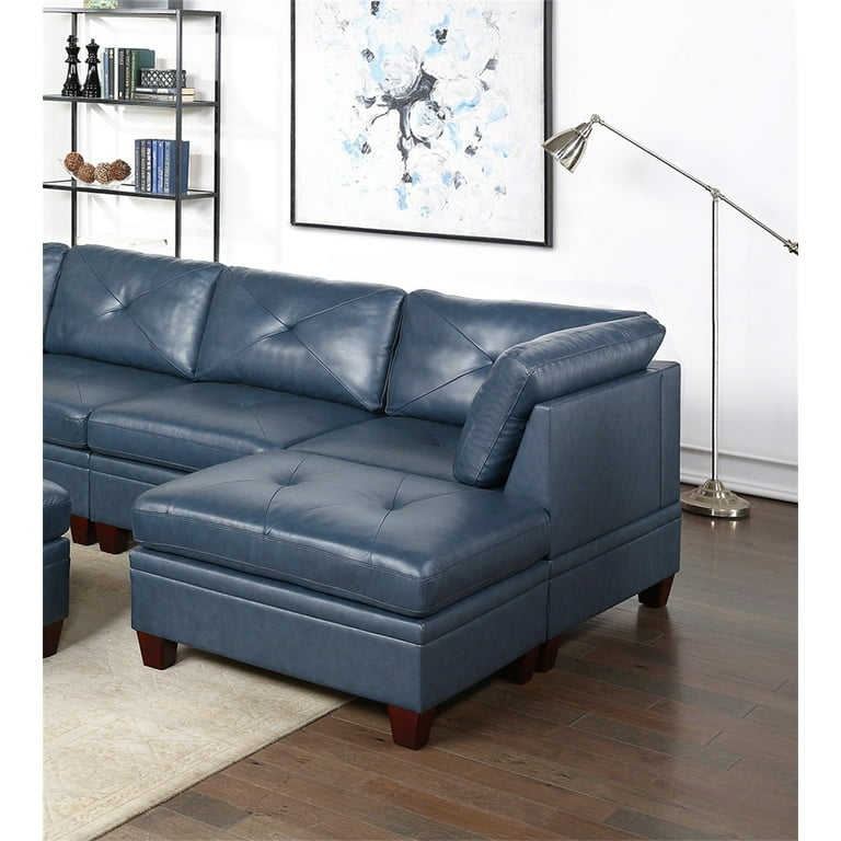 Genuine Leather Sectional Sofa Set 6pcs Convertible Modular