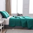thumbnail image 3 of Smuge Ultrasonic Quilt Set, Reversible Lightweight Soft Microfiber Bedspread Coverlet, Solid Dark Green, 3 Piece Set (1 Bedspread, 2 Pillow Shams), Full/Queen Size, 3 of 8