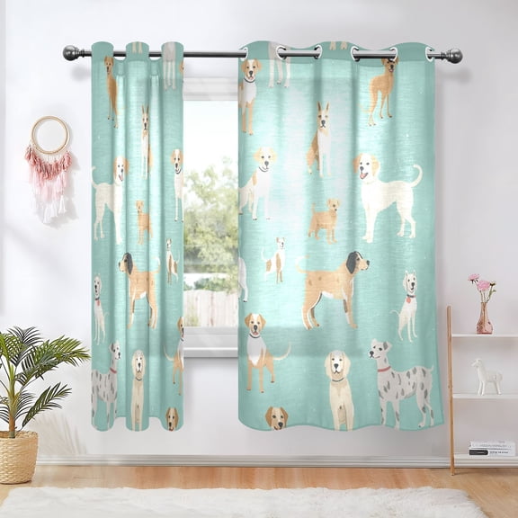 Dogs Blackout Curtains Thermal Insulation 63 inch Grommet for Bedroom Living Room Bathroom Kitchen Windows 2 Pack