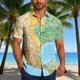 thumbnail image 2 of Mens Casual Manga Corta Botón Abajo Camisas Turndown Cuello Blusa de Impresión, Poliéster Ligero Top de la Moda para el Verano Al Aire Libre Y el Uso Diario, 2 of 6